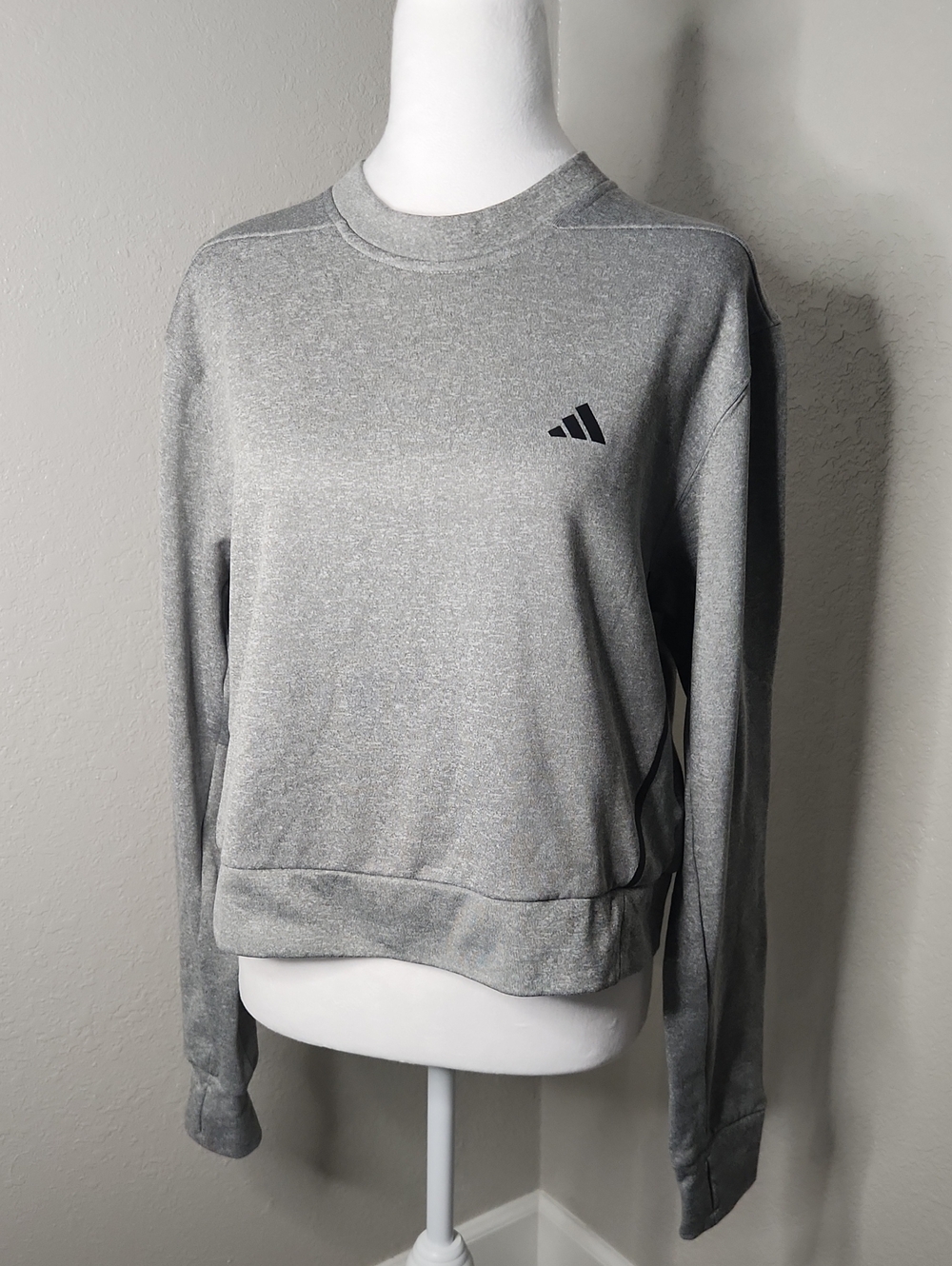 adidas Heather Gray Crewneck Sweatshirt with Black Logo